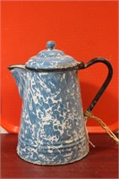 A Vintage Farmhouse Enamel Coffee Pot