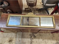 3 SECTION GOLD COLORED WOODEN FRAMED MIRROR