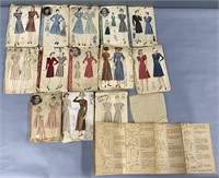 13 1940’s Dress Patterns Lot Collection