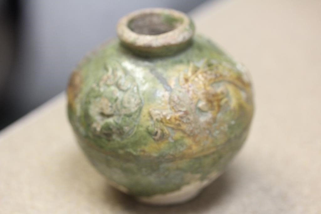 Antique Chinese Dragon Pottery Jar