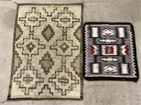 2 Native American Style Blankets Rugs Lot as is