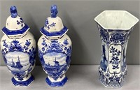 Royal Delft Jars & Vase Faience Pottery