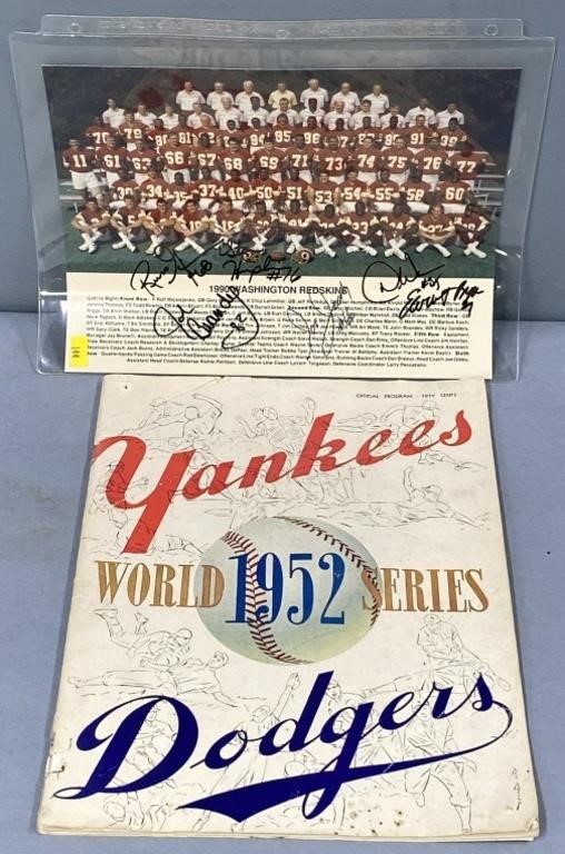 1990 Redskins Signed Photo & 1952 World Series