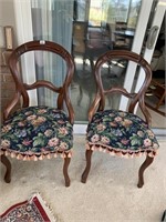 VICTORIAN CHAIRS FLORAL UPHL. W. W/ HIP RAILS