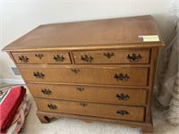 CURLY MAPLE CHEST OF DRAWERS 5 DRAWER .
