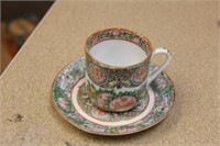 Vintage chinese Rose Medallion Cup and Saucer