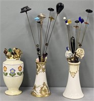 Hatpins & Porcelain Hatpin Holders incl Nippon