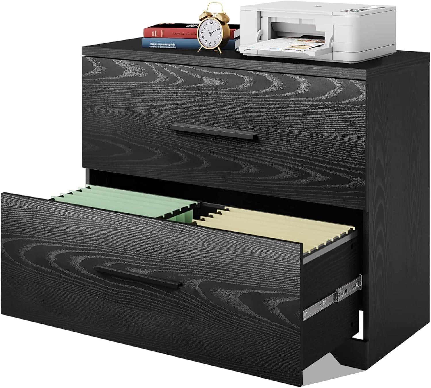 DEVAISE 2 Drawer Wood File Cabinet  Black