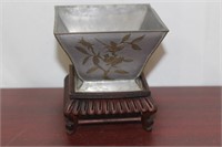 An Antique Chinese Pewter Bowl on Stand
