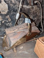 Brass Wood Cradle & Footed cauldron