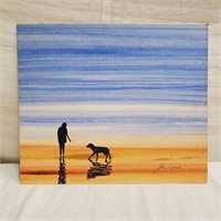 Beach Art Dog and Girl