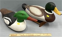 2 Painted & Carved Wood Duck Decoys