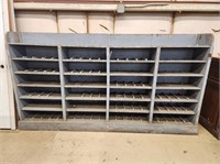 WOODEN INDUSTRIAL PIGEON HOLE TYPE SHELVING UNIT