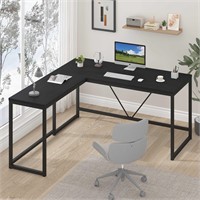 HSH Black L Shaped Desk, Reversible Corner