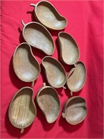 9 wooden bowls