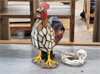VINTAGE STAINED GLASS ROOSTER LAMP