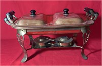 Serving tray with warmers