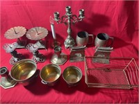 Miscellaneous brass plated candle holders