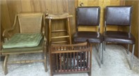 Miscellaneous chairs and magazine rack