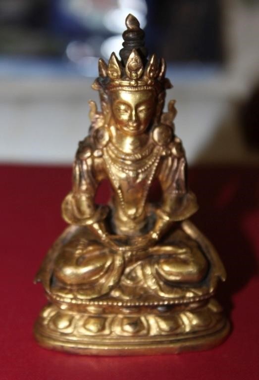 Small Rare Antique Chinese Gold Gilt Bronze Buddha
