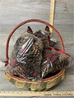 Baskets with Bags of Cinnamon Applet Scented Cones