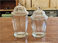 (2) CLEAR GLASS APOTHECARY JARS
