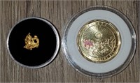 Gold Nugget w/ Gold Plated Klondike Coin #3