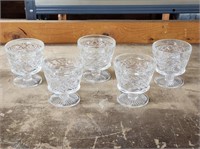 SET OF (5) ANCHOR HOCKING WEXFORD GLASS FOOTED...