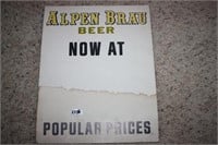 Alpen Brau Beer Cardboard Sign