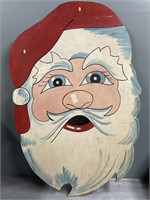 Vintage Painted Christmas Santa Wood Board