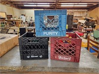 (3) PLASTIC MILK CRATES - PURITY, BARBER & TURNER