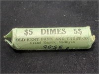 $5 Roll of 90% Silver Roosevelt Dimes, 17.9 MM,