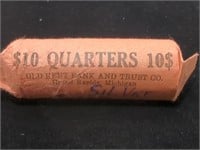Roll of $10 Silver Washington Quarters 90%