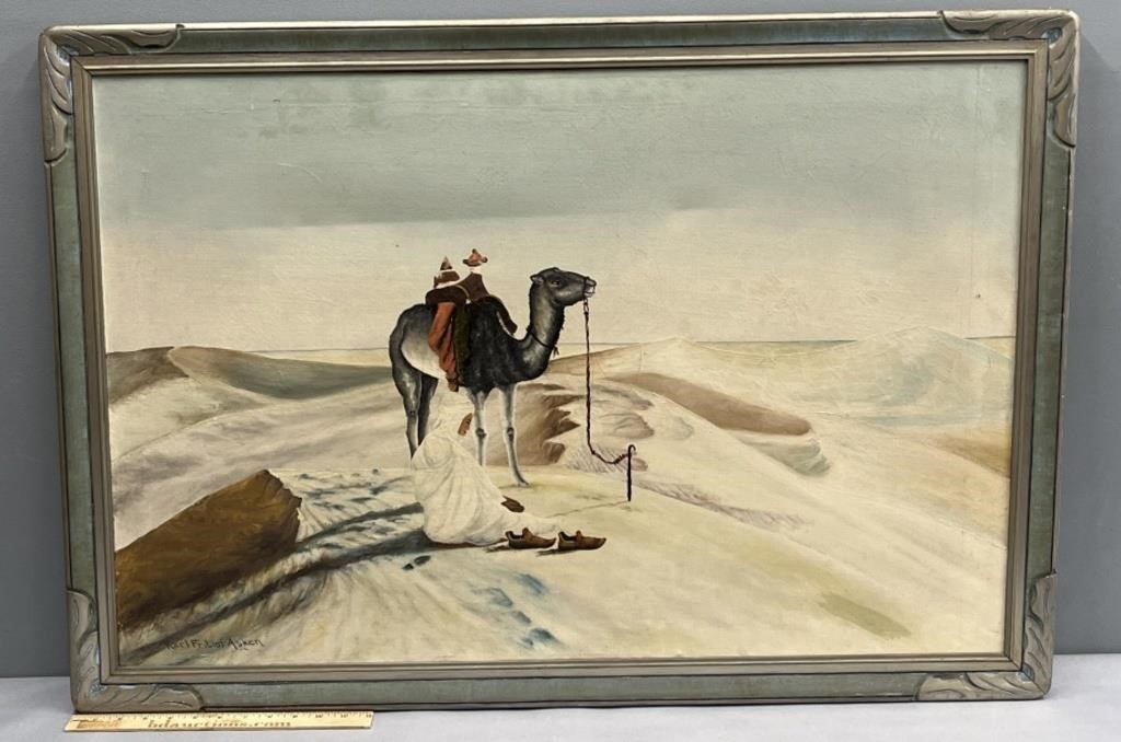 Camel in Desert Landscape Oil Painting on Canvas