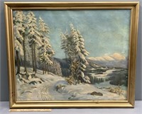 Christabel Cummings Winter Landscape Oil Painting