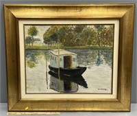 River Boat Oil Painting on Canvas