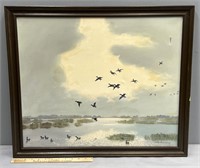 Arthur Maynard Ducks in Flight Oil Painting