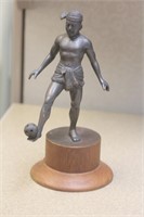 Indonesia? Bronze Soccer Player on Wooden Stand