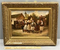 European Town Dancers Oil Painting on Canvas