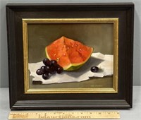 Still Life Fruit Watermelon Oil Painting on Board