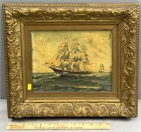 Sailing Ship Oil Painting on Canvas Board