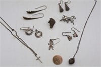 2.9g Sterling Jewelry -Earrings, Necklaces, Pins