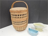 14" h Oriental Picnic Weaved Basket & Planters