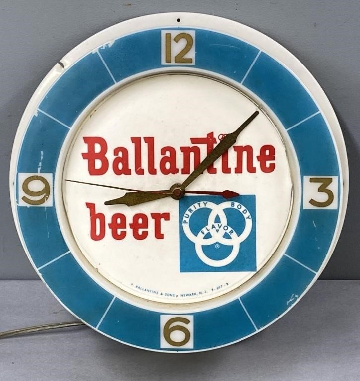 Ballantine Beer Light-Up Advertising Clock