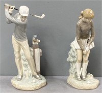 2 Lladro Porcelain Golfing Figures