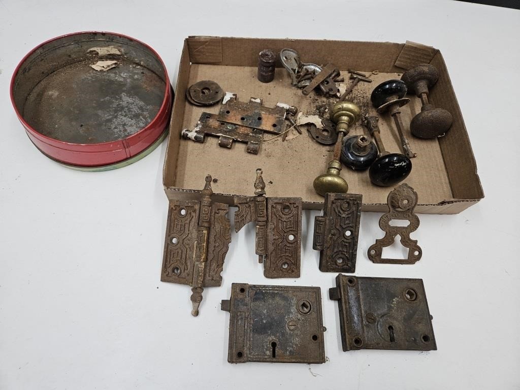 Antique Door Knobs & Hardware with Tin