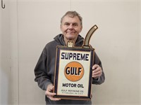 GULF Motor Oil Metal Newer Sign 11 x 22" h