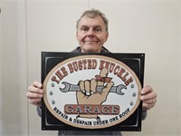 The BUSTED KNUCKLE GARAGE Metal Sign New 16"w