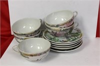 Set of 5 Vintage Japanese Cup and Saucer