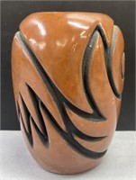 Deeply Incised Pottery Vase Native American Style